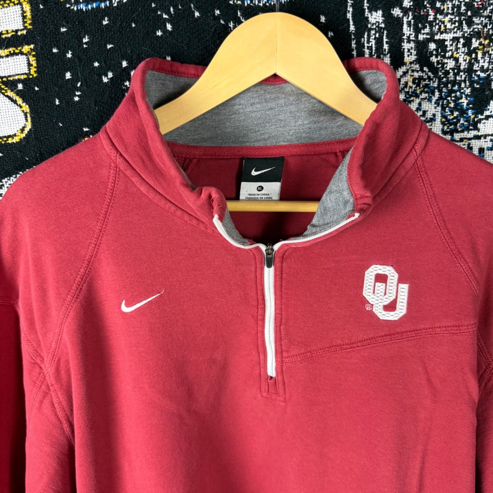 Nike Oklahoma Sooners Quarter Zip Sweatshirt Mens XL Red OU Pullover Jacket